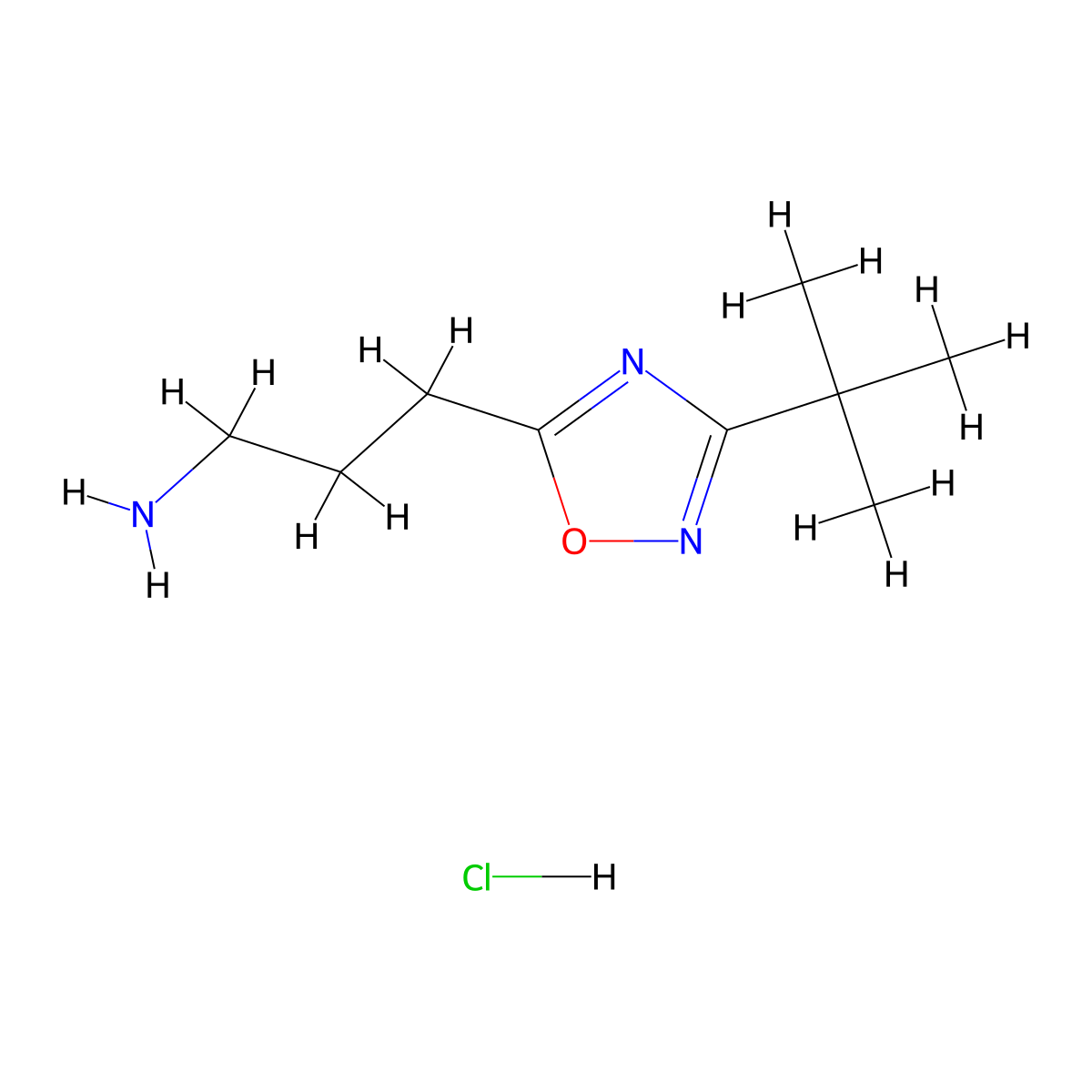 3-(3-Tert-butyl-1,2,4-oxadiazol-5-yl)propan-1-amine hydrochloride molecular structure, CAS 2839138-20-2