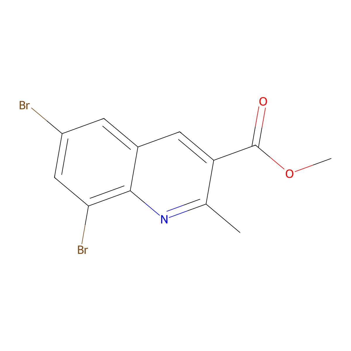 Methyl 6,8-dibromo-2-methylquinoline-3-carboxylate molecular structure, CAS 2839138-22-4