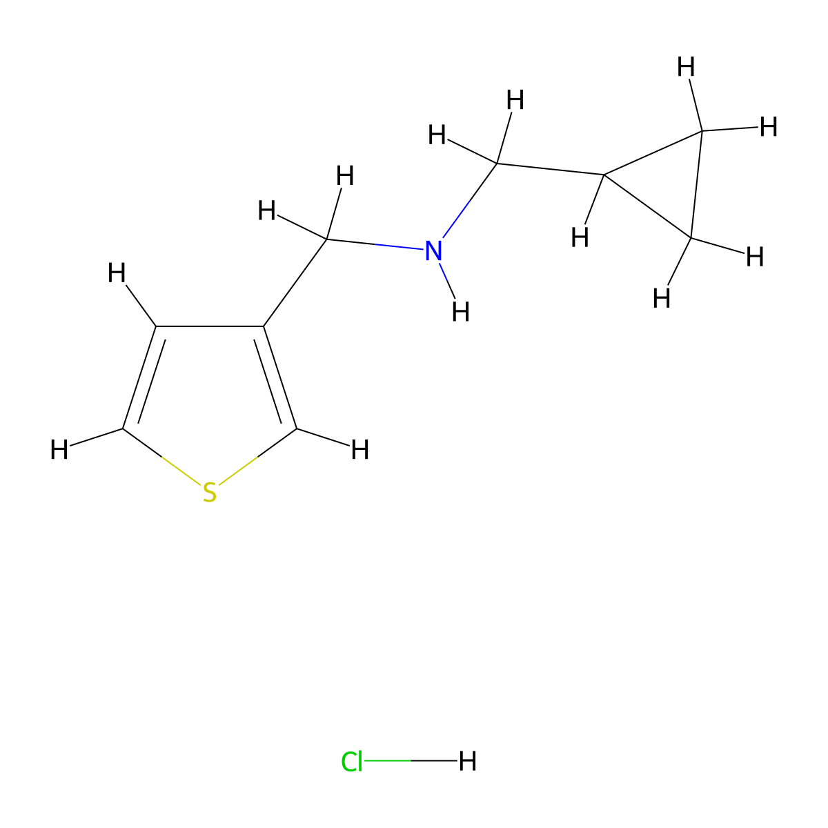 (Cyclopropylmethyl)[(thiophen-3-yl)methyl]amine hydrochloride molecular structure, CAS 2839138-23-5