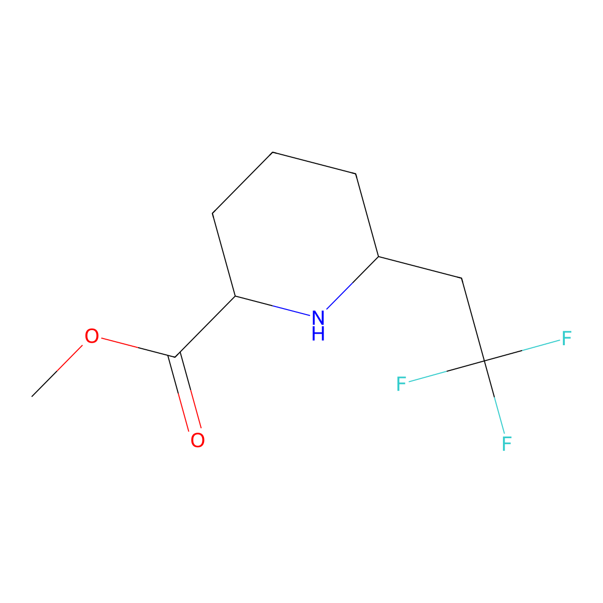 Methyl 6-(2,2,2-trifluoroethyl)piperidine-2-carboxylate molecular structure, CAS 2839138-28-0