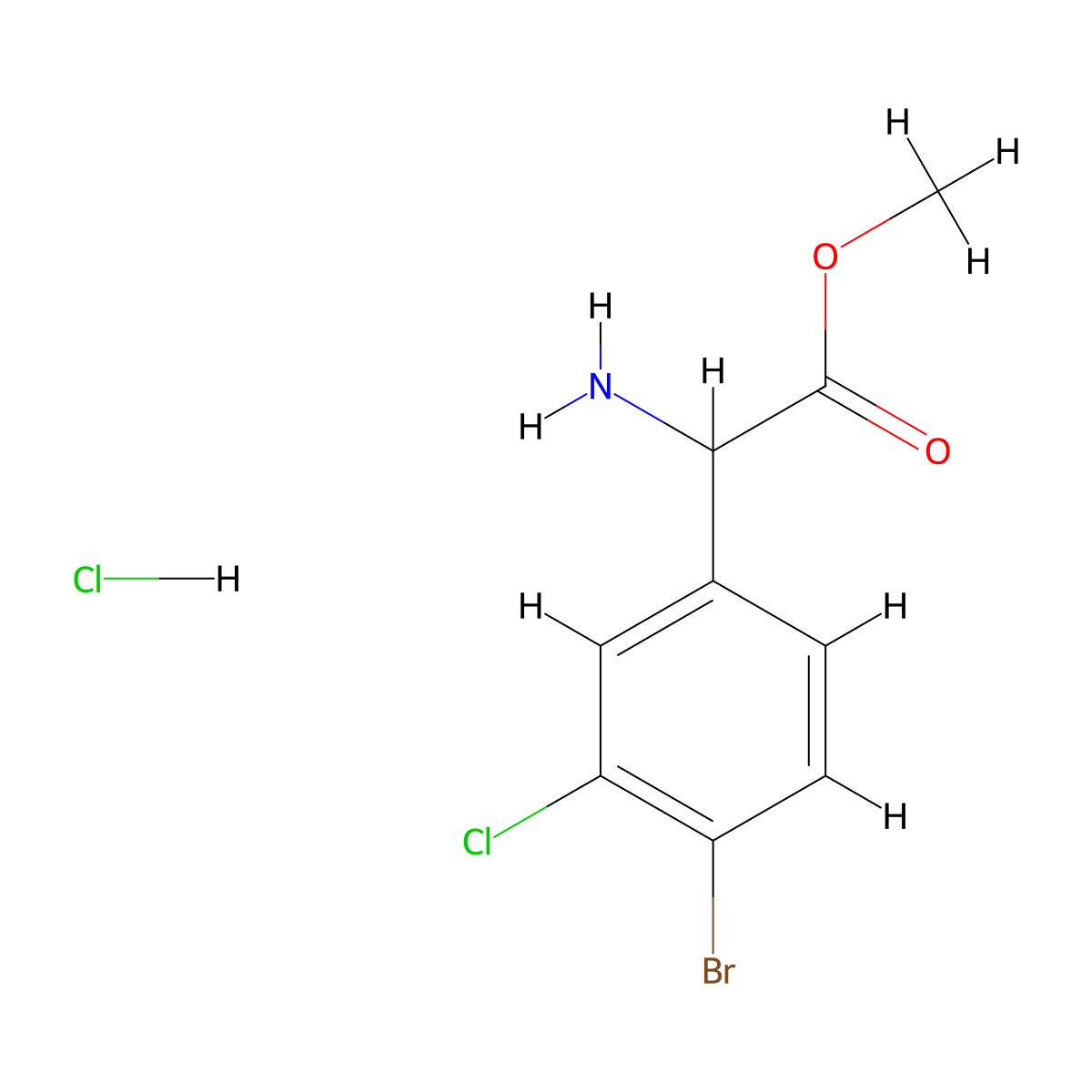 Methyl 2-amino-2-(4-bromo-3-chlorophenyl)acetate hydrochloride molecular structure, CAS 2839138-32-6