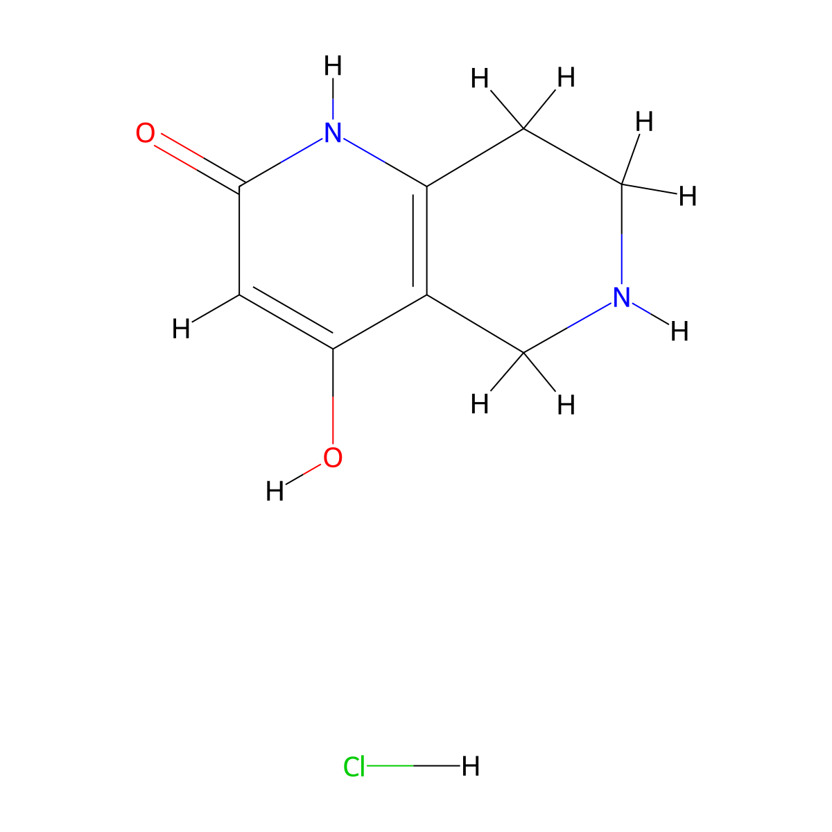 4-Hydroxy-1,2,5,6,7,8-hexahydro-1,6-naphthyridin-2-one hydrochloride molecular structure, CAS 2839138-33-7