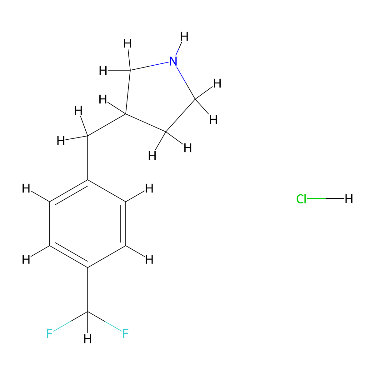 3-{[4-(Difluoromethyl)phenyl]methyl}pyrrolidine hydrochloride molecular structure, CAS 2839138-34-8