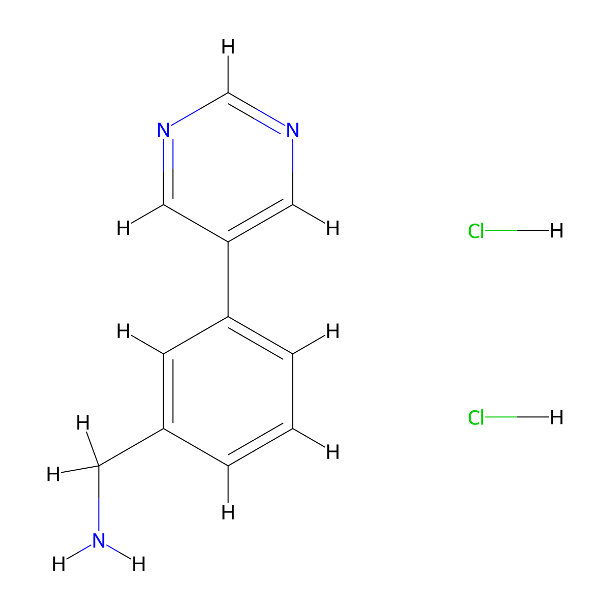 1-(3-(Pyrimidin-5-yl)phenyl)methanamine dihydrochloride molecular structure, CAS 2839138-49-5