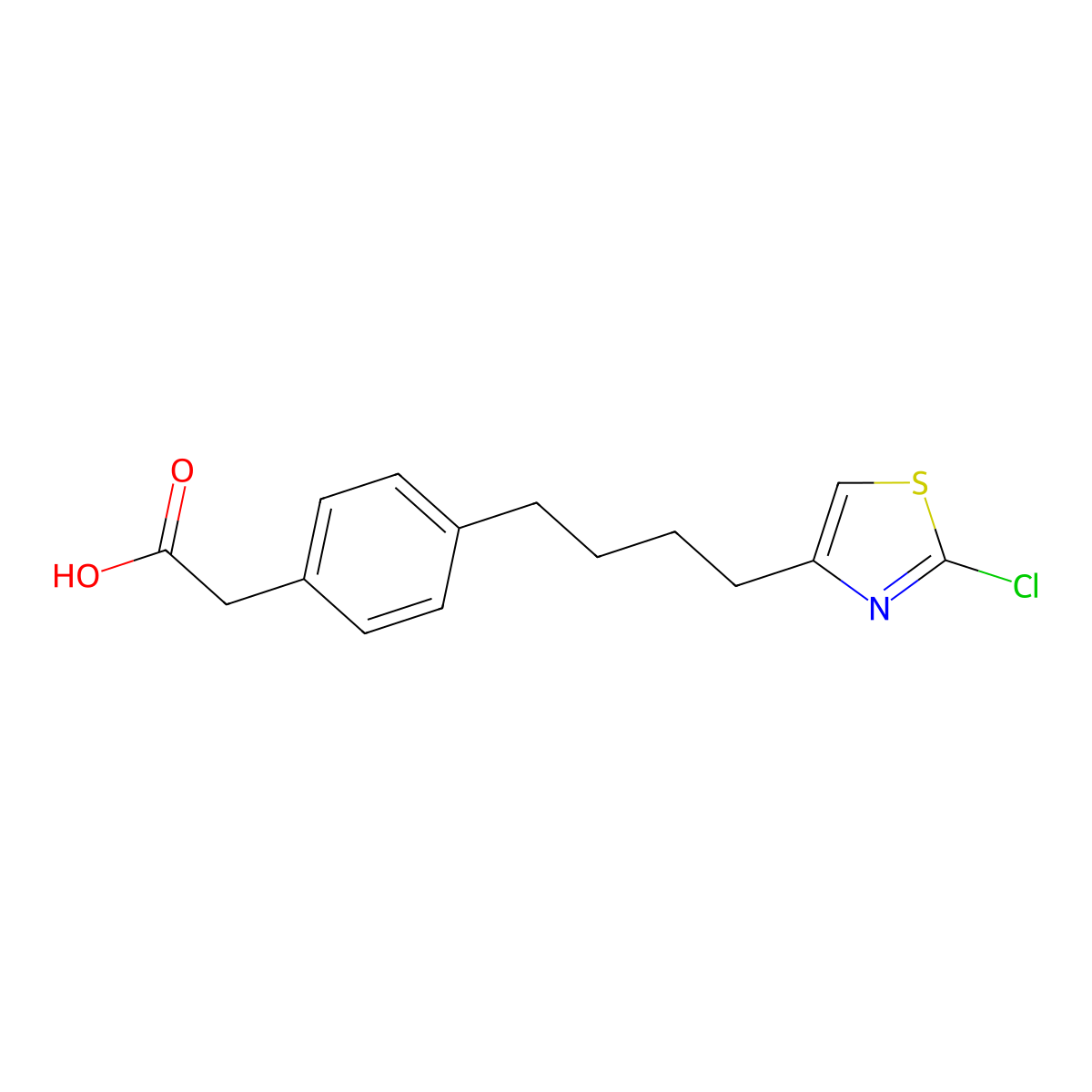 2-{4-[4-(2-Chloro-1,3-thiazol-4-yl)butyl]phenyl}acetic acid molecular structure, CAS 2839138-50-8