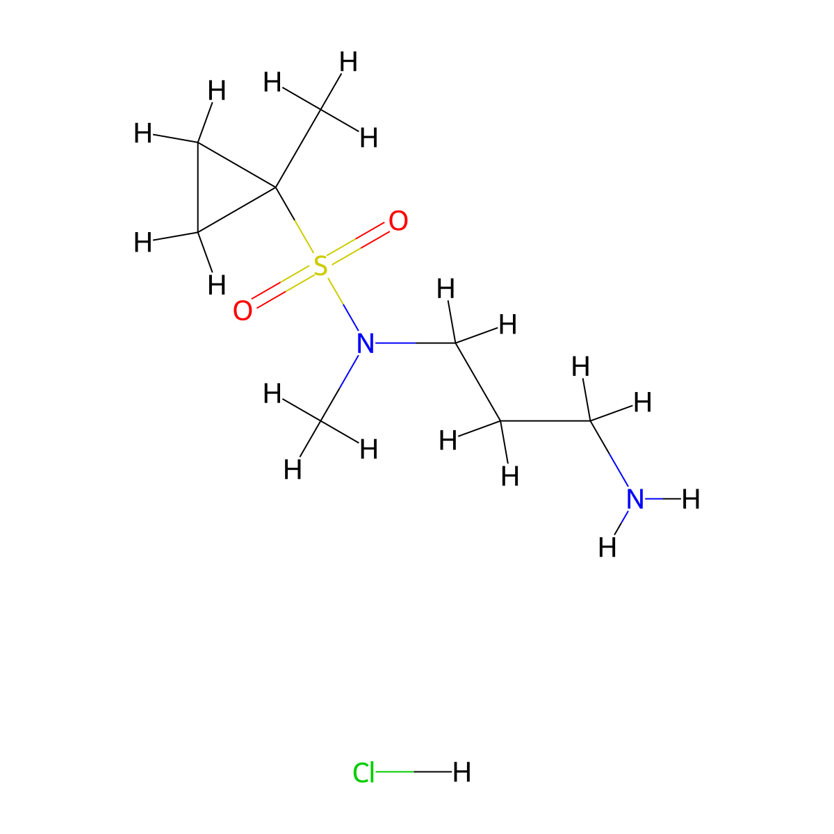 N-(3-aminopropyl)-N,1-dimethylcyclopropane-1-sulfonamide hydrochloride molecular structure, CAS 2839138-55-3