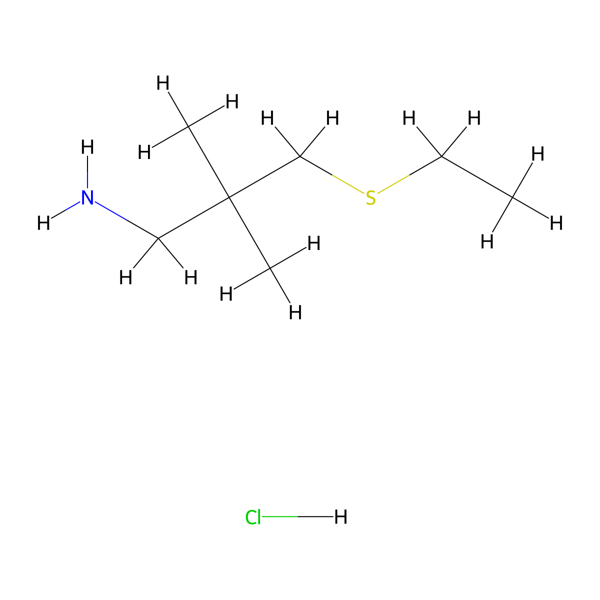 3-(Ethylsulfanyl)-2,2-dimethylpropan-1-aminehydrochloride molecular structure, CAS 2839138-67-7