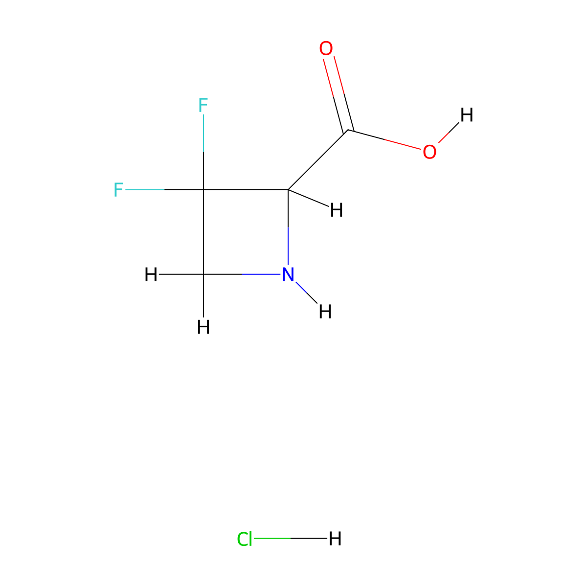 3,3-Difluoroazetidine-2-carboxylic acid hydrochloride molecular structure, CAS 2839138-73-5