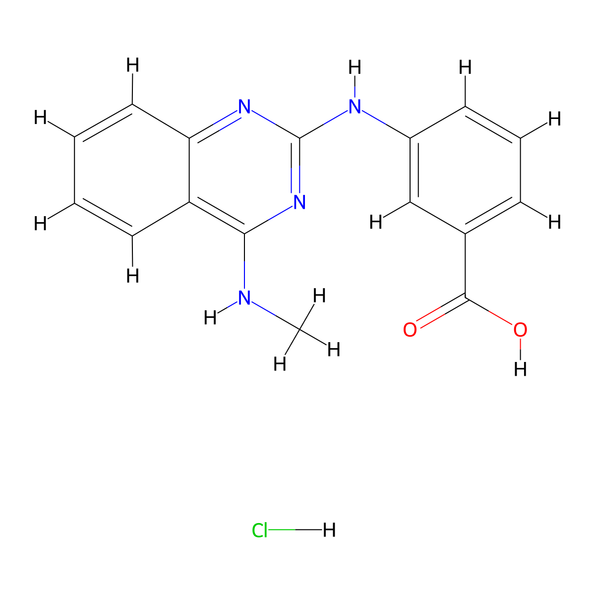 3-((4-(Methylamino)quinazolin-2-yl)amino)benzoic acid hydrochloride molecular structure, CAS 2839138-78-0