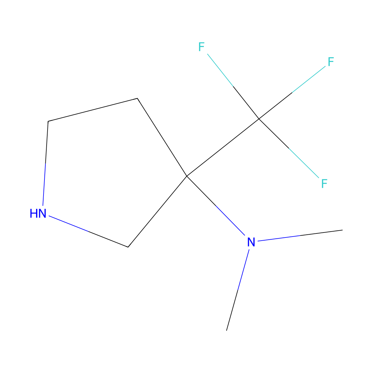 N,N-dimethyl-3-(trifluoromethyl)pyrrolidin-3-amine molecular structure, CAS 2839138-84-8