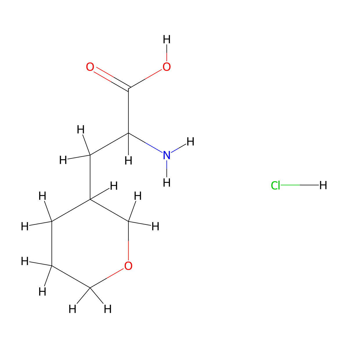 2-Amino-3-(oxan-3-yl)propanoic acid hydrochloride molecular structure, CAS 2839138-89-3