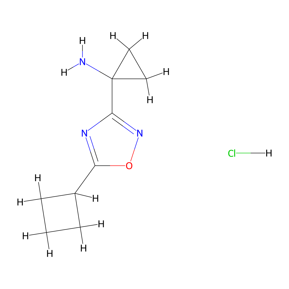 1-(5-Cyclobutyl-1,2,4-oxadiazol-3-yl)cyclopropan-1-amine hydrochloride molecular structure, CAS 2839138-90-6