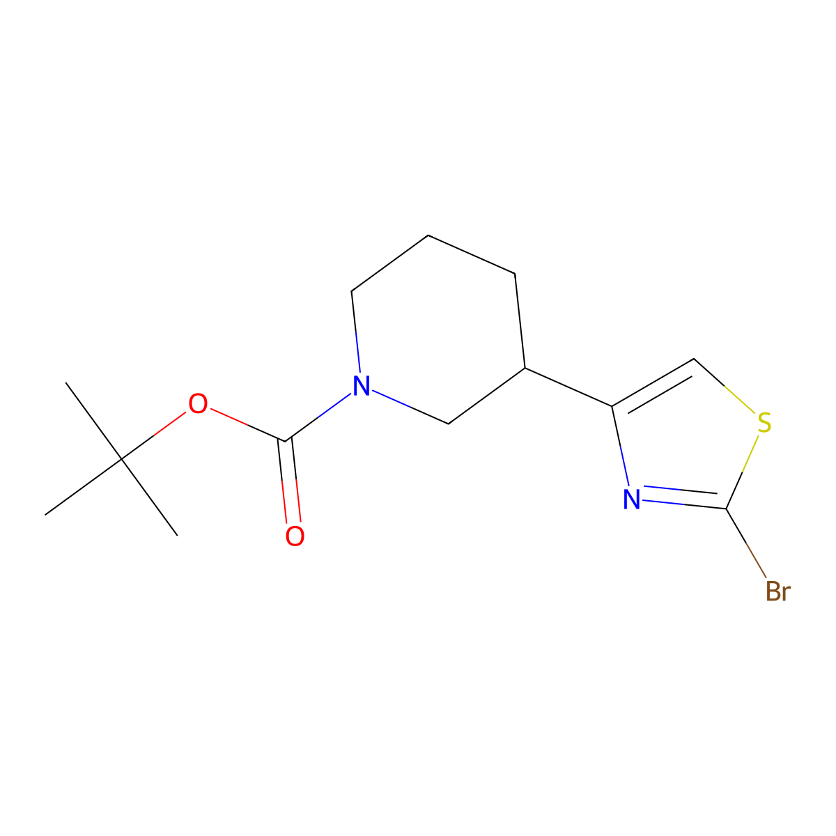 Tert-butyl 3-(2-bromo-1,3-thiazol-4-yl)piperidine-1-carboxylate molecular structure, CAS 2839138-91-7