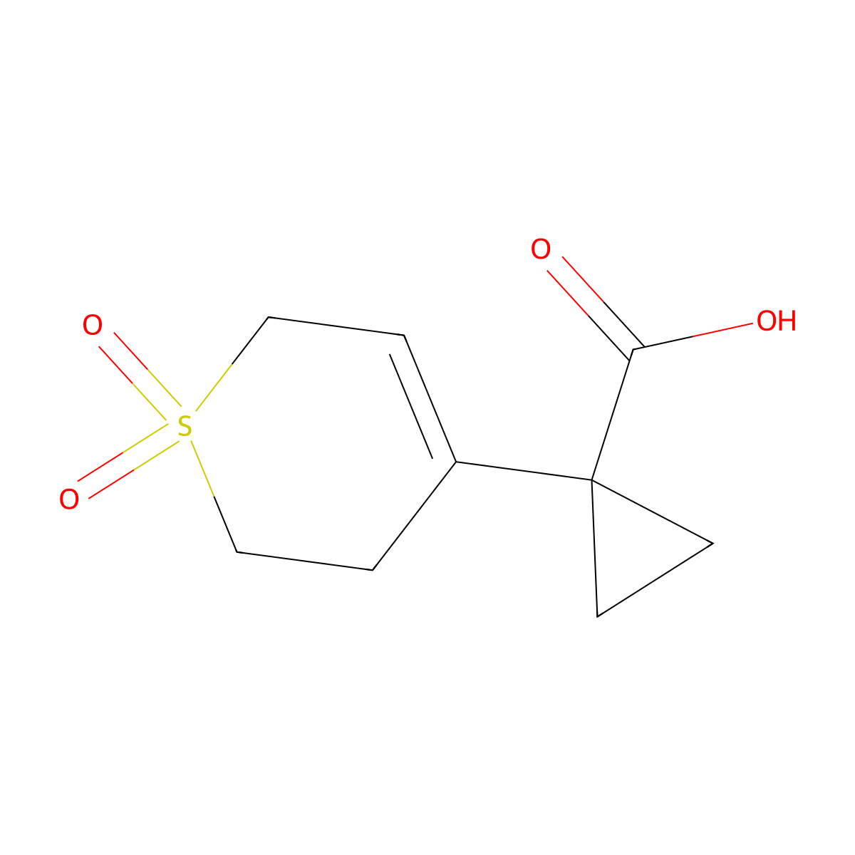 1-(1,1-dioxo-3,6-dihydro-2H-1lambda6-thiopyran-4-yl)cyclopropane-1-carboxylic acid molecular structure, CAS 2839138-97-3