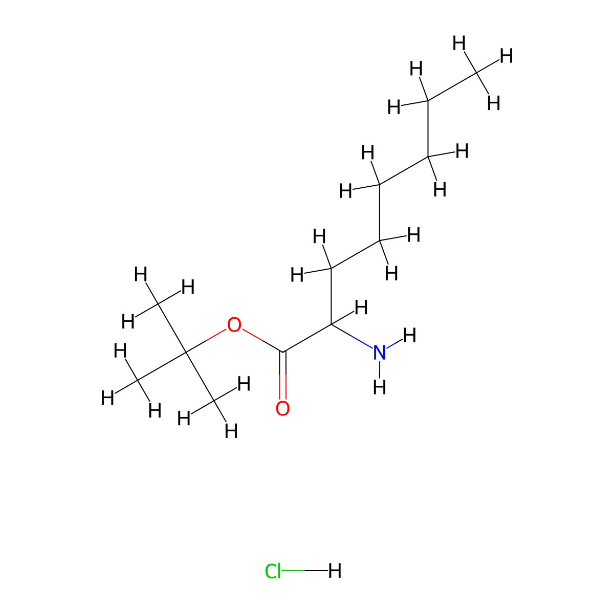 Tert-butyl 2-aminooctanoate hydrochloride molecular structure, CAS 2839139-09-0