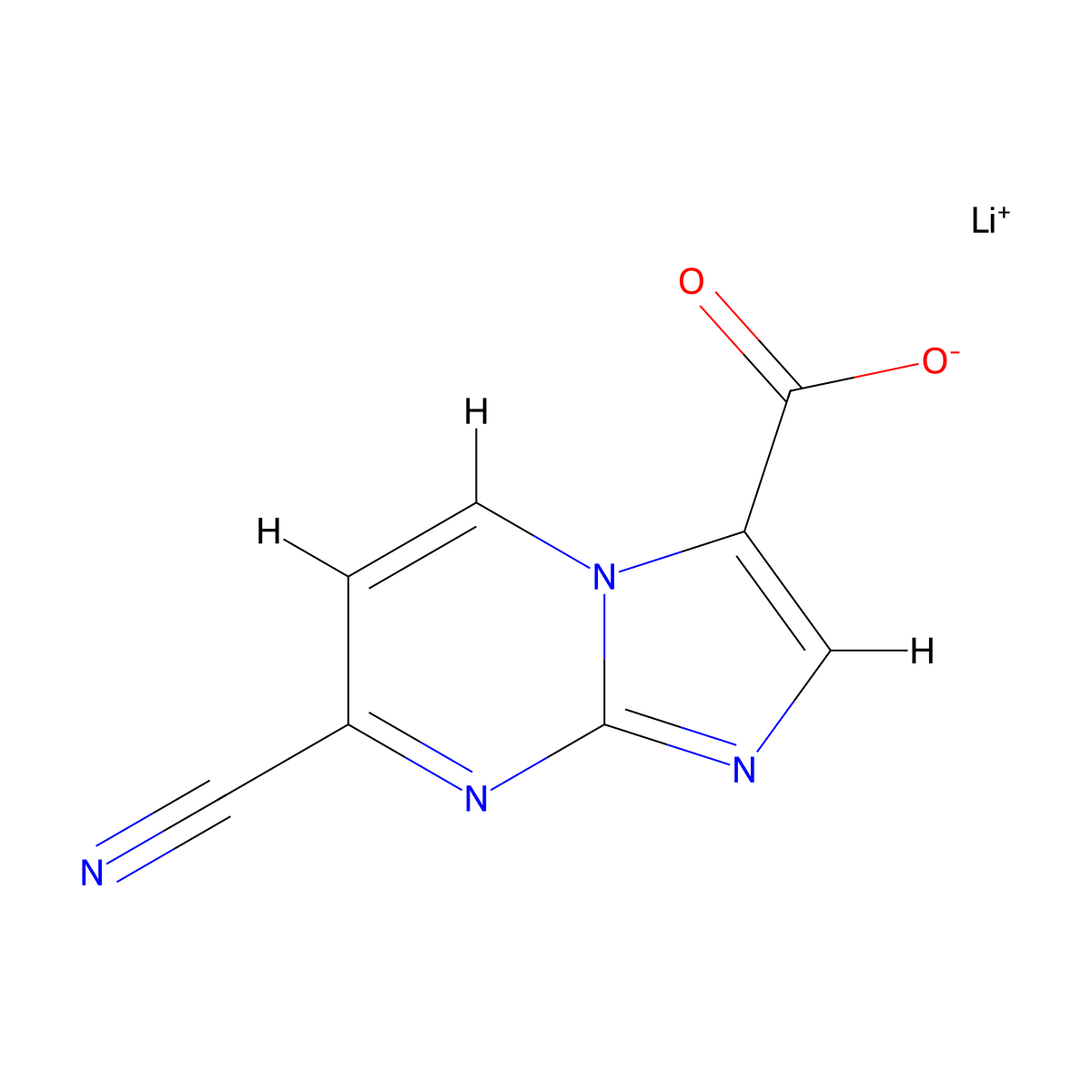 Lithium(1+) 7-cyanoimidazo[1,2-a]pyrimidine-3-carboxylate molecular structure, CAS 2839139-11-4