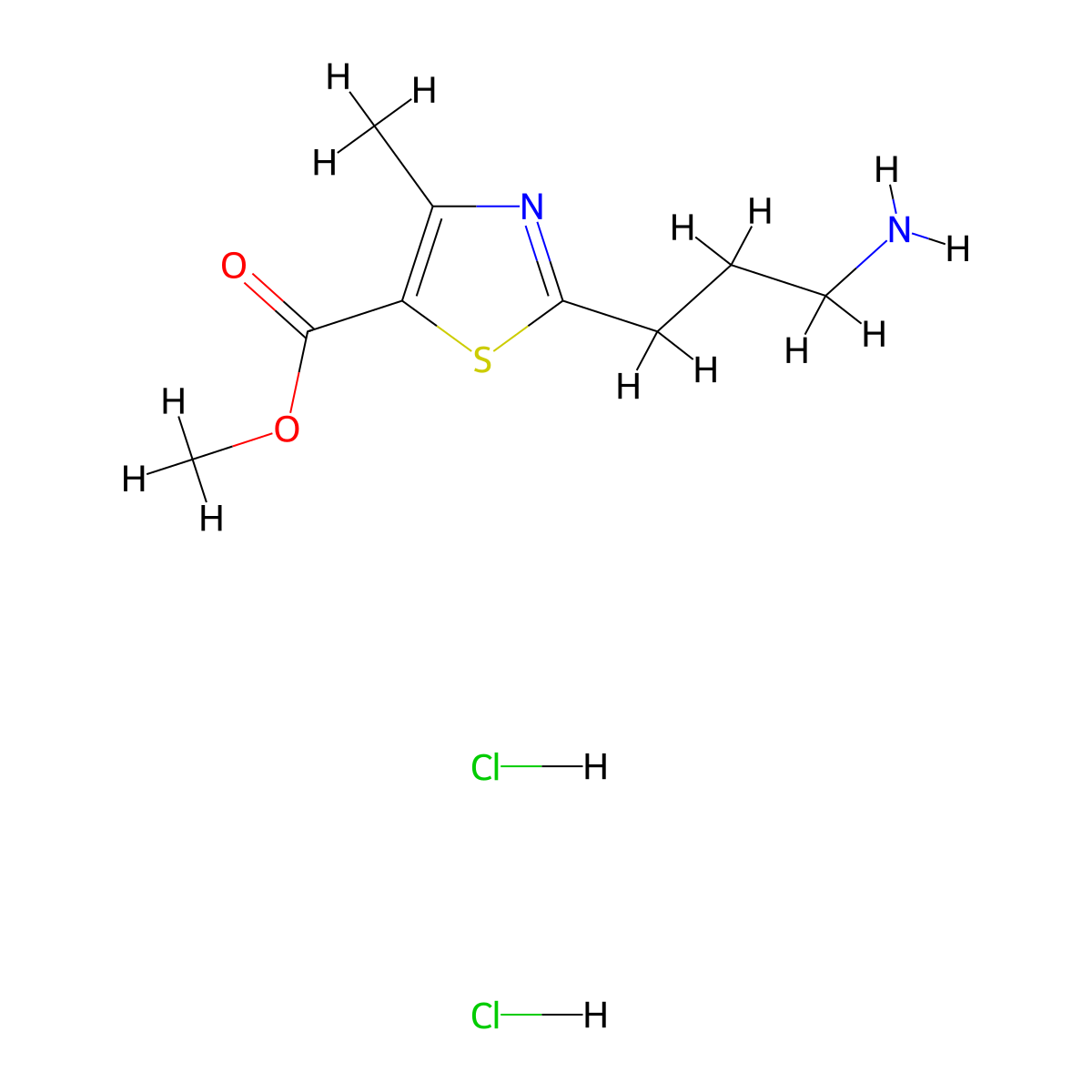 Methyl2-(3-aminopropyl)-4-methyl-1,3-thiazole-5-carboxylatedihydrochloride molecular structure, CAS 2839139-15-8