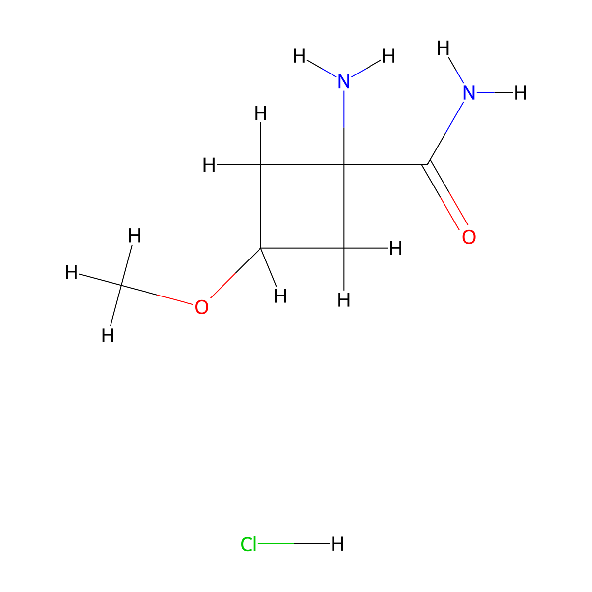 1-Amino-3-methoxycyclobutane-1-carboxamide hydrochloride molecular structure, CAS 2839139-20-5