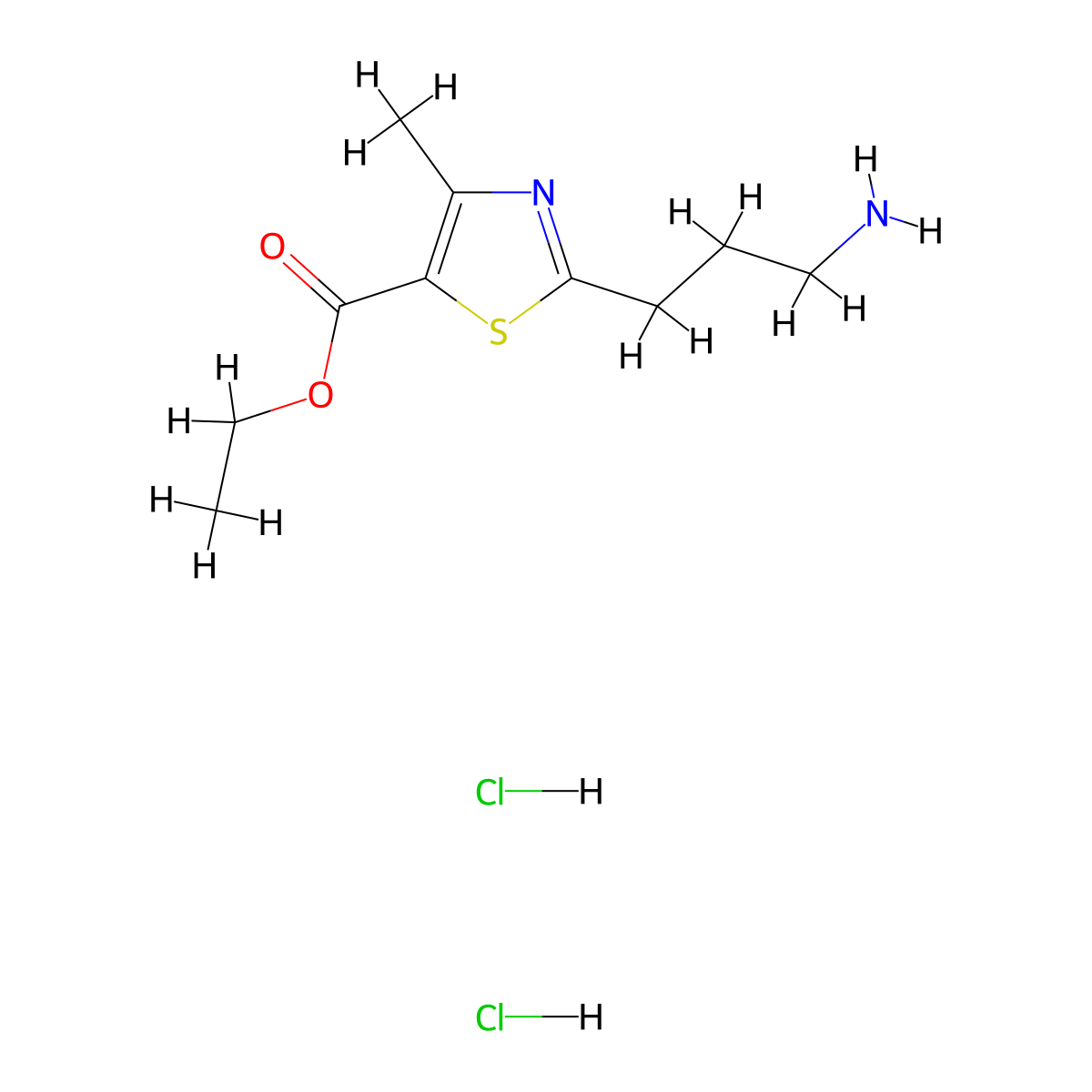 Ethyl2-(3-aminopropyl)-4-methyl-1,3-thiazole-5-carboxylatedihydrochloride molecular structure, CAS 2839139-23-8