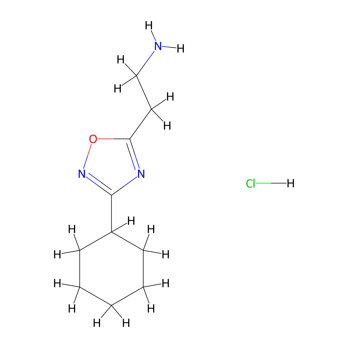 3-Cyclohexyl-1,2,4-Oxadiazole-5-ethanamine hydrochloride molecular structure, CAS 2839139-25-0