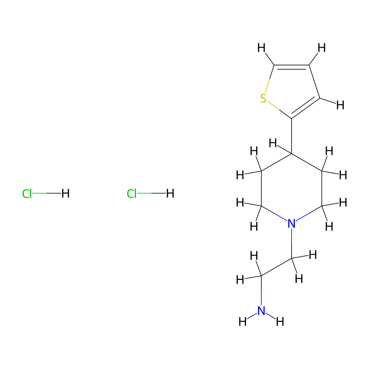2-[4-(Thiophen-2-yl)piperidin-1-yl]ethan-1-amine dihydrochloride molecular structure, CAS 2839139-43-2