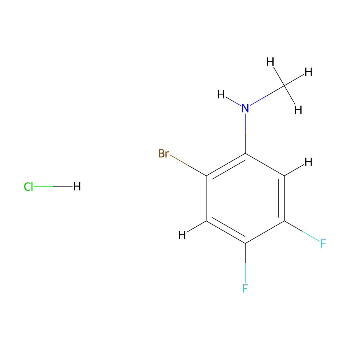 2-bromo-4,5-difluoro-N-methylaniline hydrochloride molecular structure, CAS 2839139-51-2