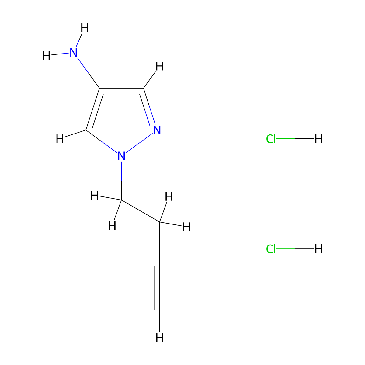 1-(but-3-yn-1-yl)-1H-pyrazol-4-amine dihydrochloride molecular structure, CAS 2839139-56-7