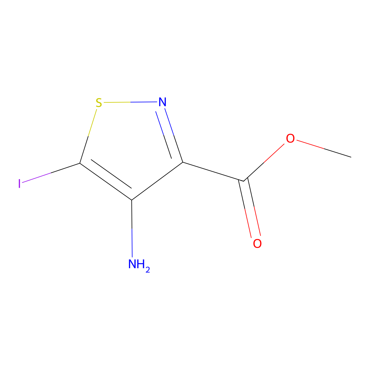 Methyl 4-amino-5-iodoisothiazole-3-carboxylate molecular structure, CAS 2839139-57-8