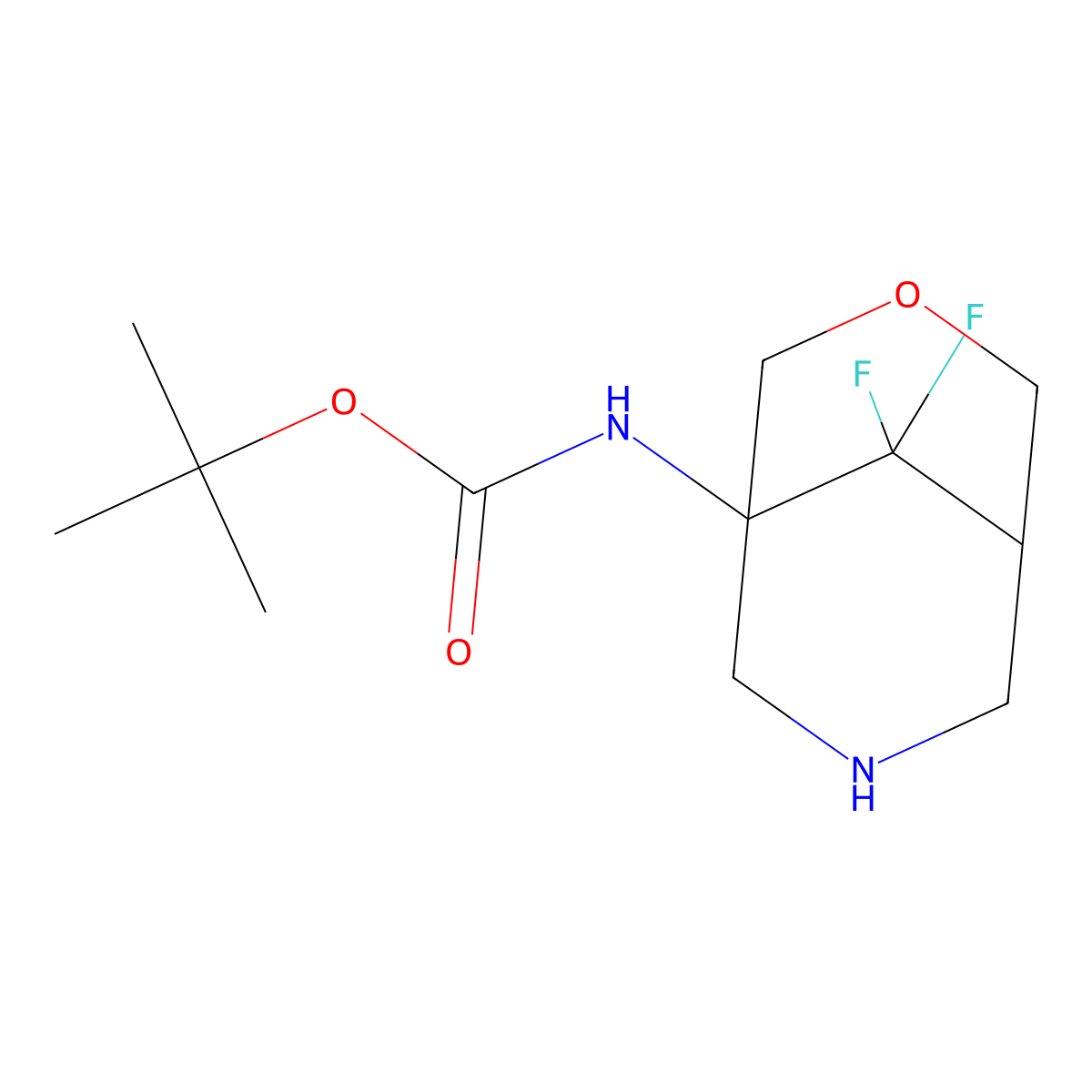 tert-butyl N-{9,9-difluoro-3-oxa-7-azabicyclo[3.3.1]nonan-1-yl}carbamate molecular structure, CAS 2839139-61-4