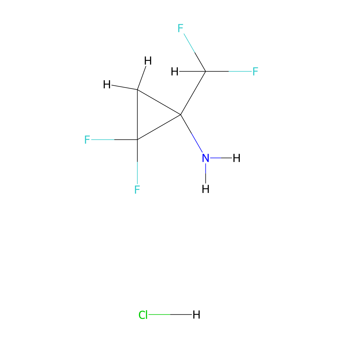 1-(Difluoromethyl)-2,2-difluorocyclopropan-1-amine hydrochloride molecular structure, CAS 2839139-64-7