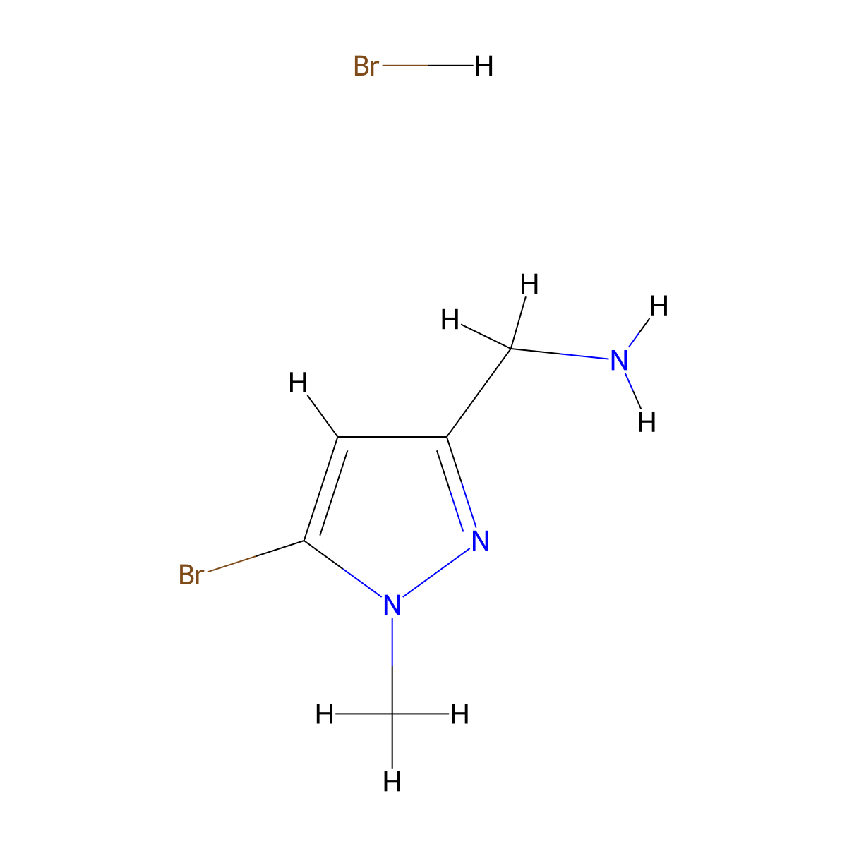 1-(5-bromo-1-methyl-1H-pyrazol-3-yl)methanamine hydrobromide molecular structure, CAS 2839139-74-9