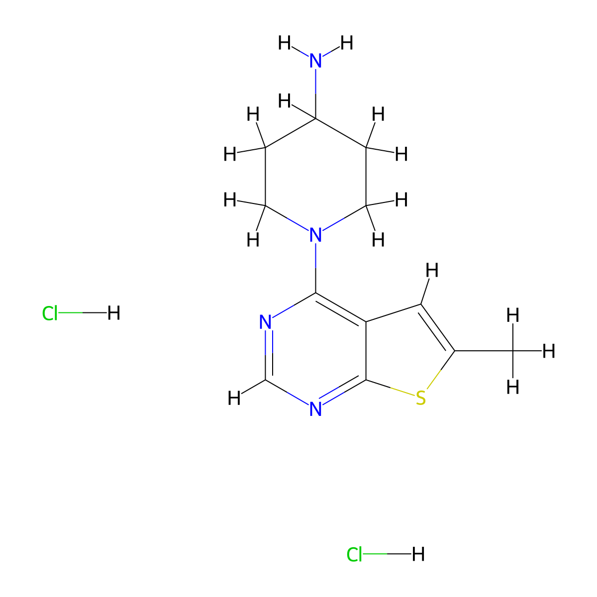 1-{6-Methylthieno[2,3-d]pyrimidin-4-yl}piperidin-4-aminedihydrochloride molecular structure, CAS 2839139-83-0