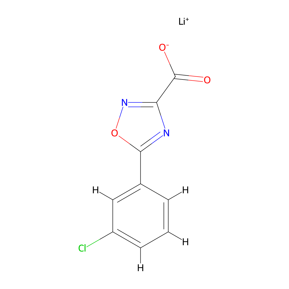 Lithium(1+) 5-(3-chlorophenyl)-1,2,4-oxadiazole-3-carboxylate molecular structure, CAS 2839139-85-2