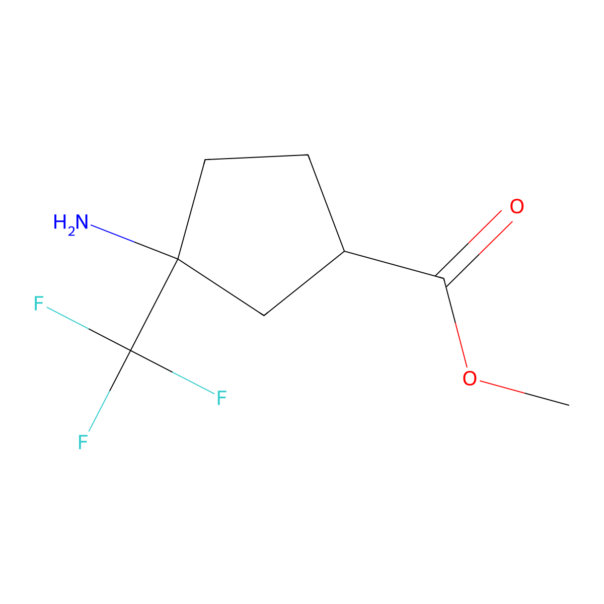 Methyl 3-amino-3-(trifluoromethyl)cyclopentane-1-carboxylate molecular structure, CAS 2839139-88-5