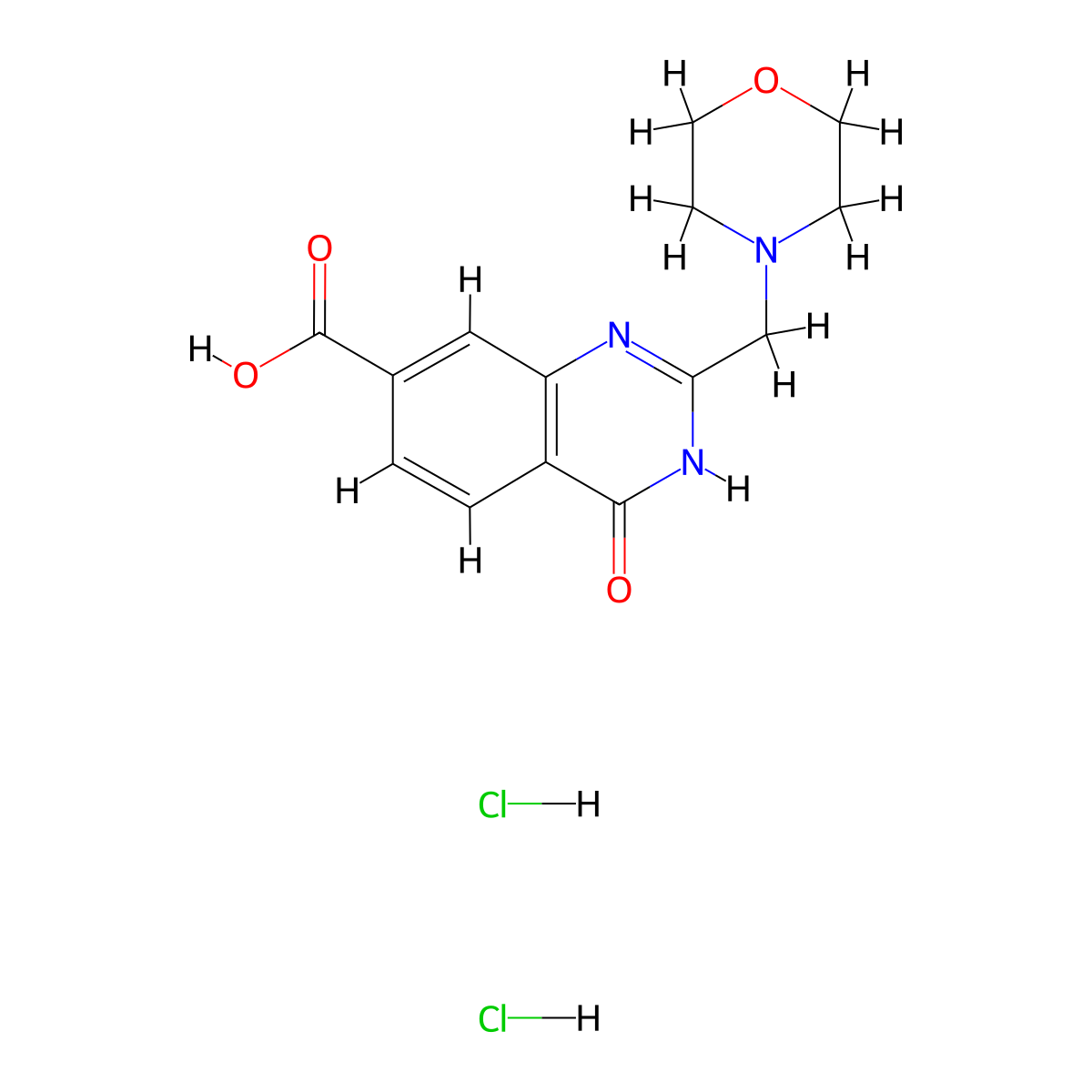 2-[(Morpholin-4-yl)methyl]-4-oxo-3,4-dihydroquinazoline-7-carboxylic acid dihydrochloride molecular structure, CAS 2839139-89-6