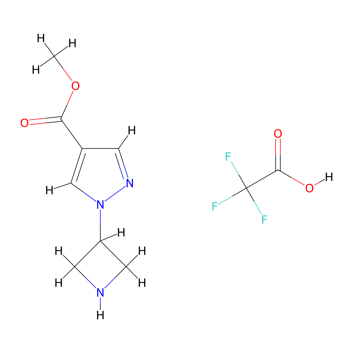 methyl 1-(azetidin-3-yl)-1H-pyrazole-4-carboxylate; trifluoroacetic acid molecular structure, CAS 2839139-92-1