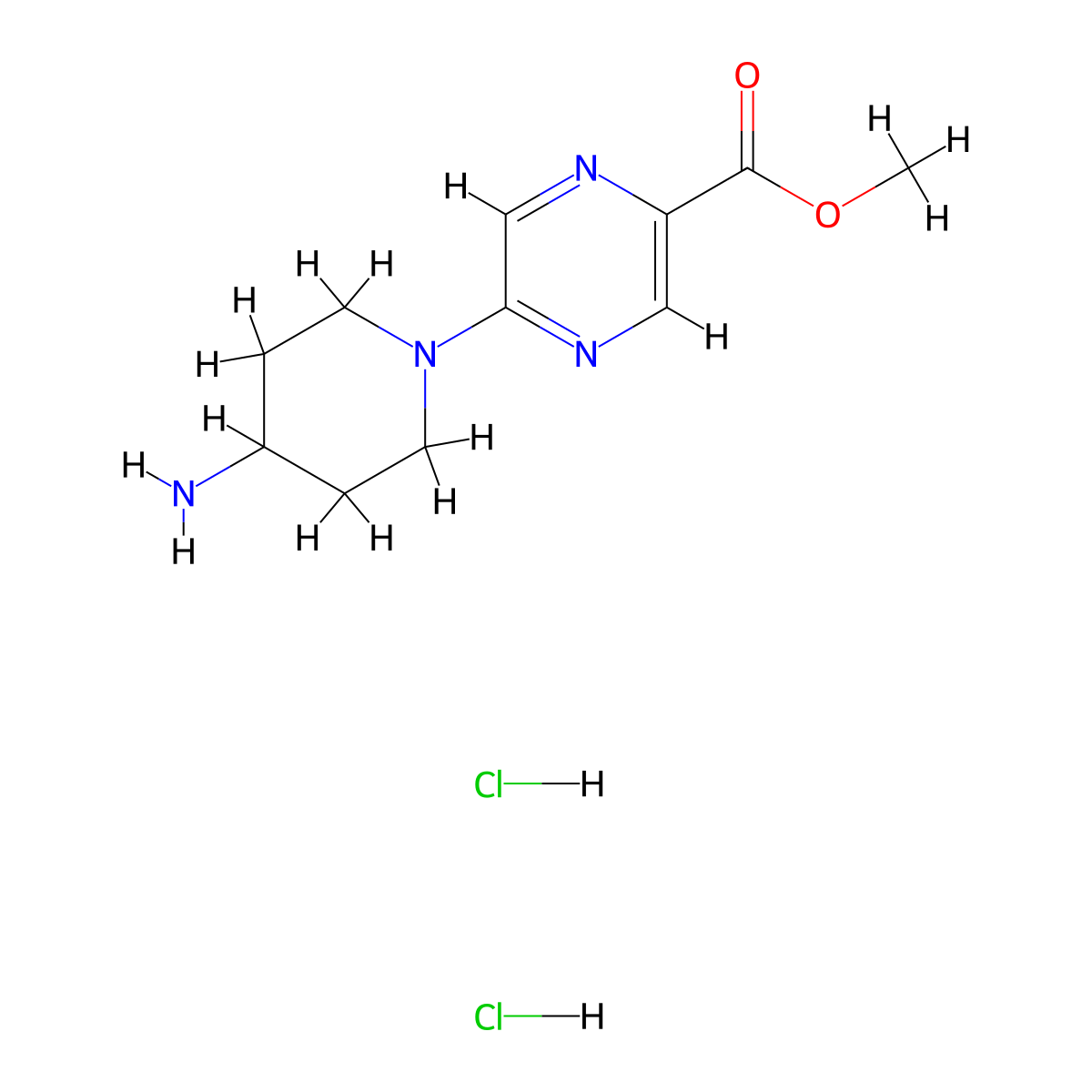 Methyl5-(4-aminopiperidin-1-yl)pyrazine-2-carboxylatedihydrochloride molecular structure, CAS 2839143-05-2