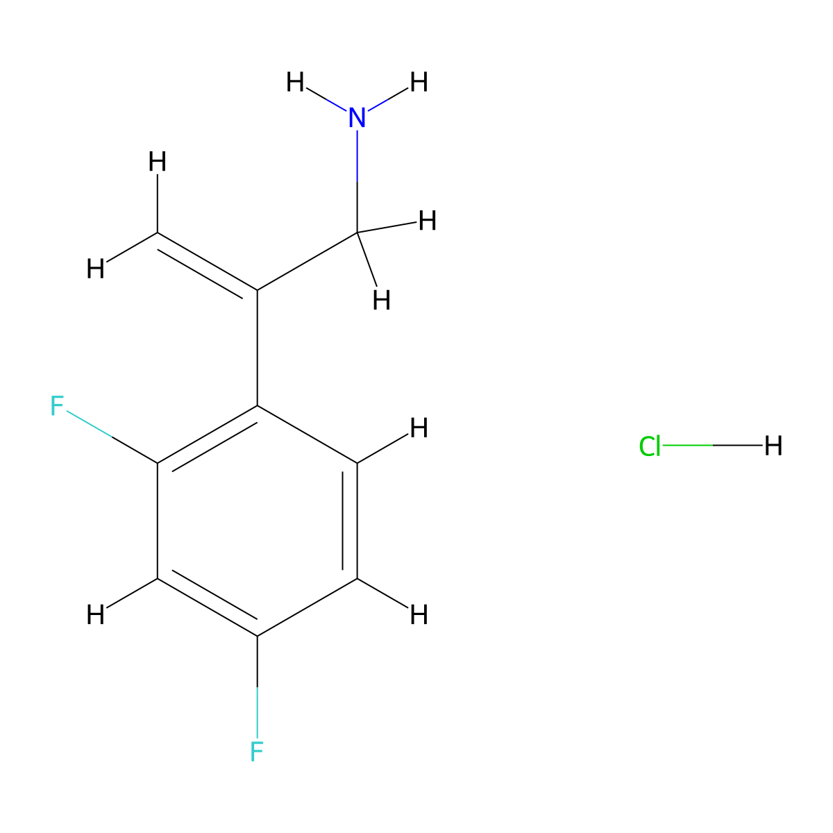2-(2,4-Difluorophenyl)prop-2-en-1-amine hydrochloride molecular structure, CAS 2839143-18-7
