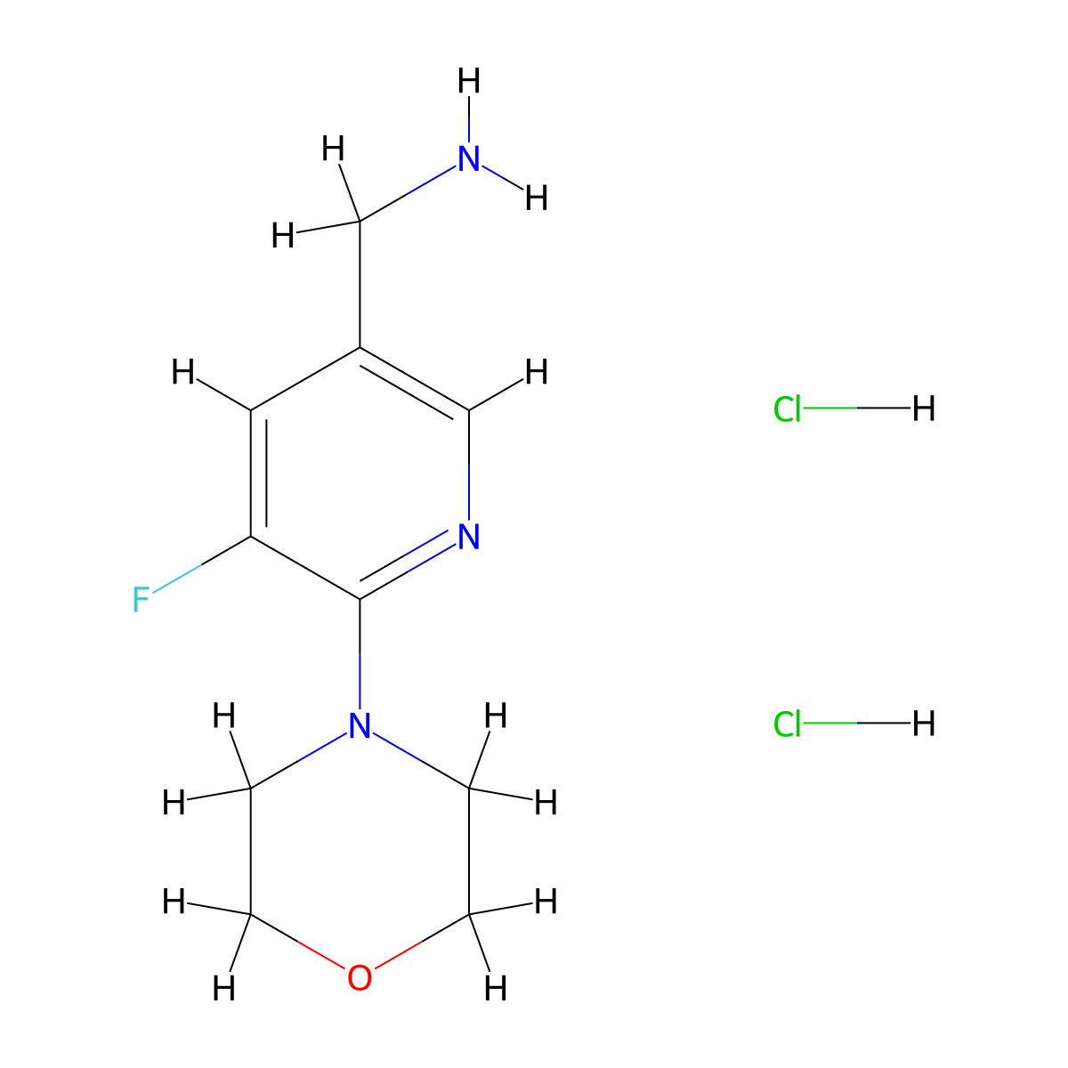 1-[5-Fluoro-6-(morpholin-4-yl)pyridin-3-yl]methanamine dihydrochloride molecular structure, CAS 2839143-23-4