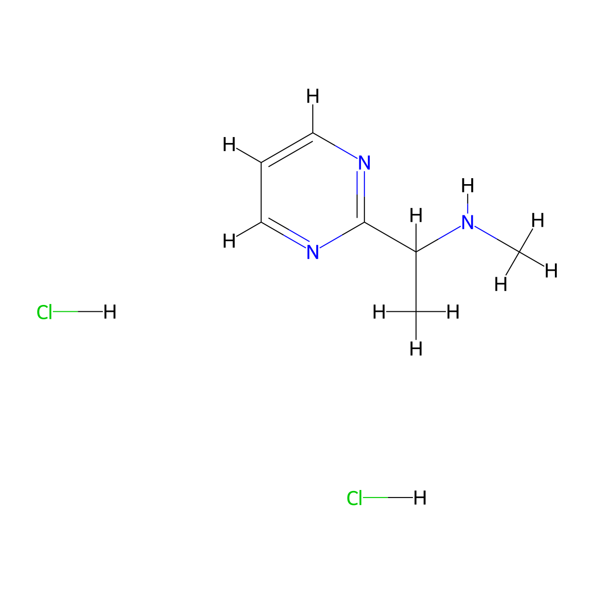 Methyl[1-(pyrimidin-2-yl)ethyl]amine dihydrochloride molecular structure, CAS 2839143-25-6