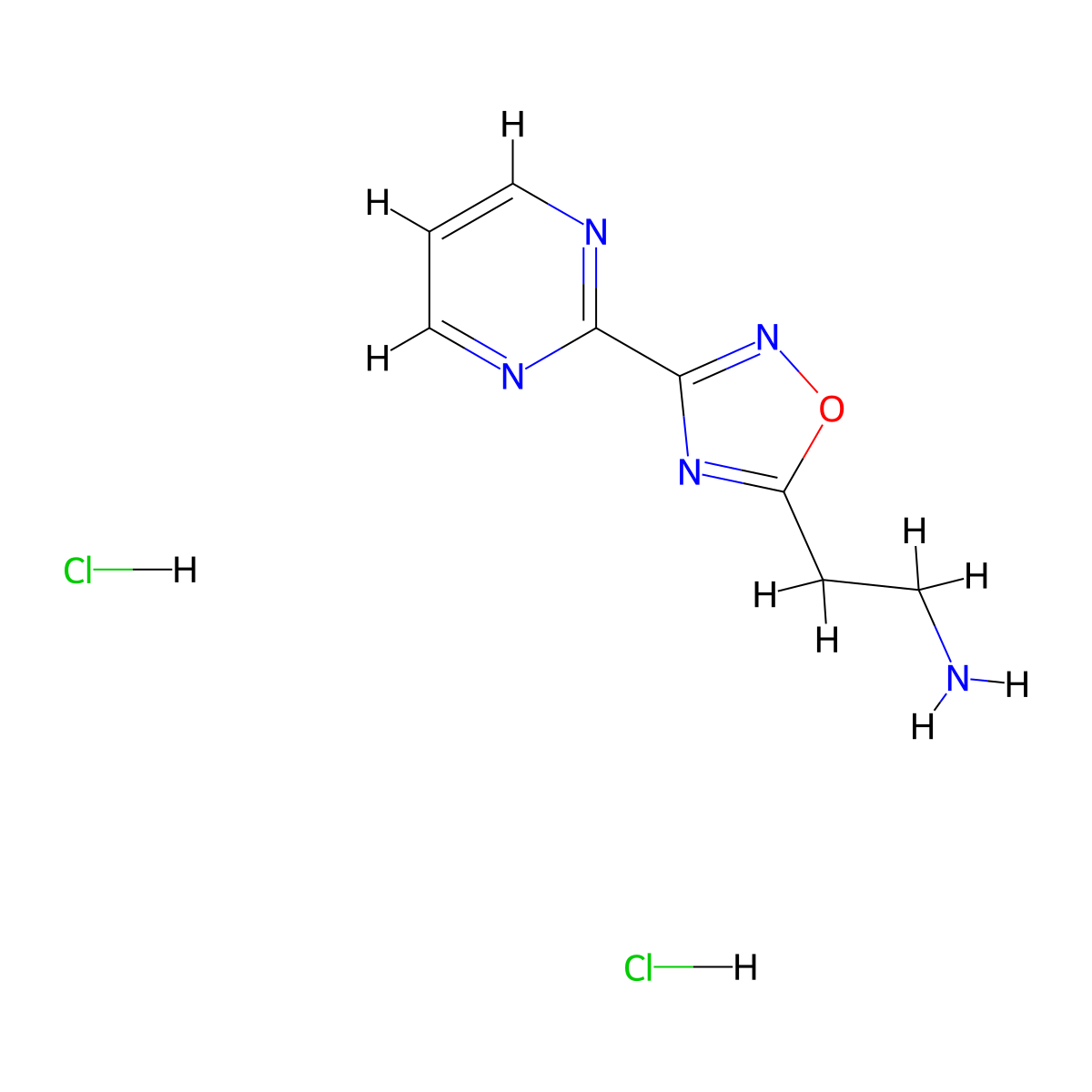2-[3-(Pyrimidin-2-yl)-1,2,4-oxadiazol-5-yl]ethan-1-aminedihydrochloride molecular structure, CAS 2839143-26-7