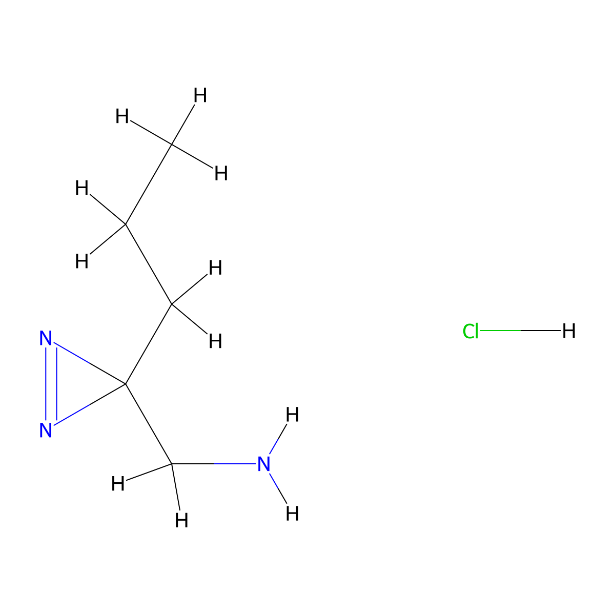 1-(3-propyl-3H-diazirin-3-yl)methanamine hydrochloride molecular structure, CAS 2839143-44-9