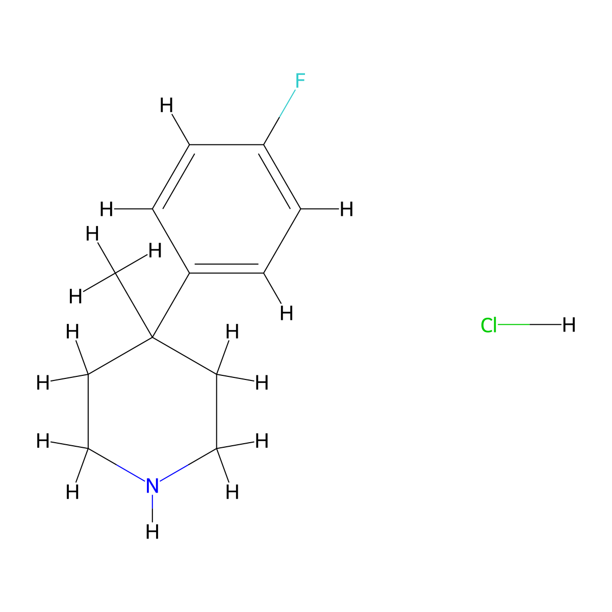 4-(4-Fluorophenyl)-4-methylpiperidine hydrochloride molecular structure, CAS 2839143-46-1