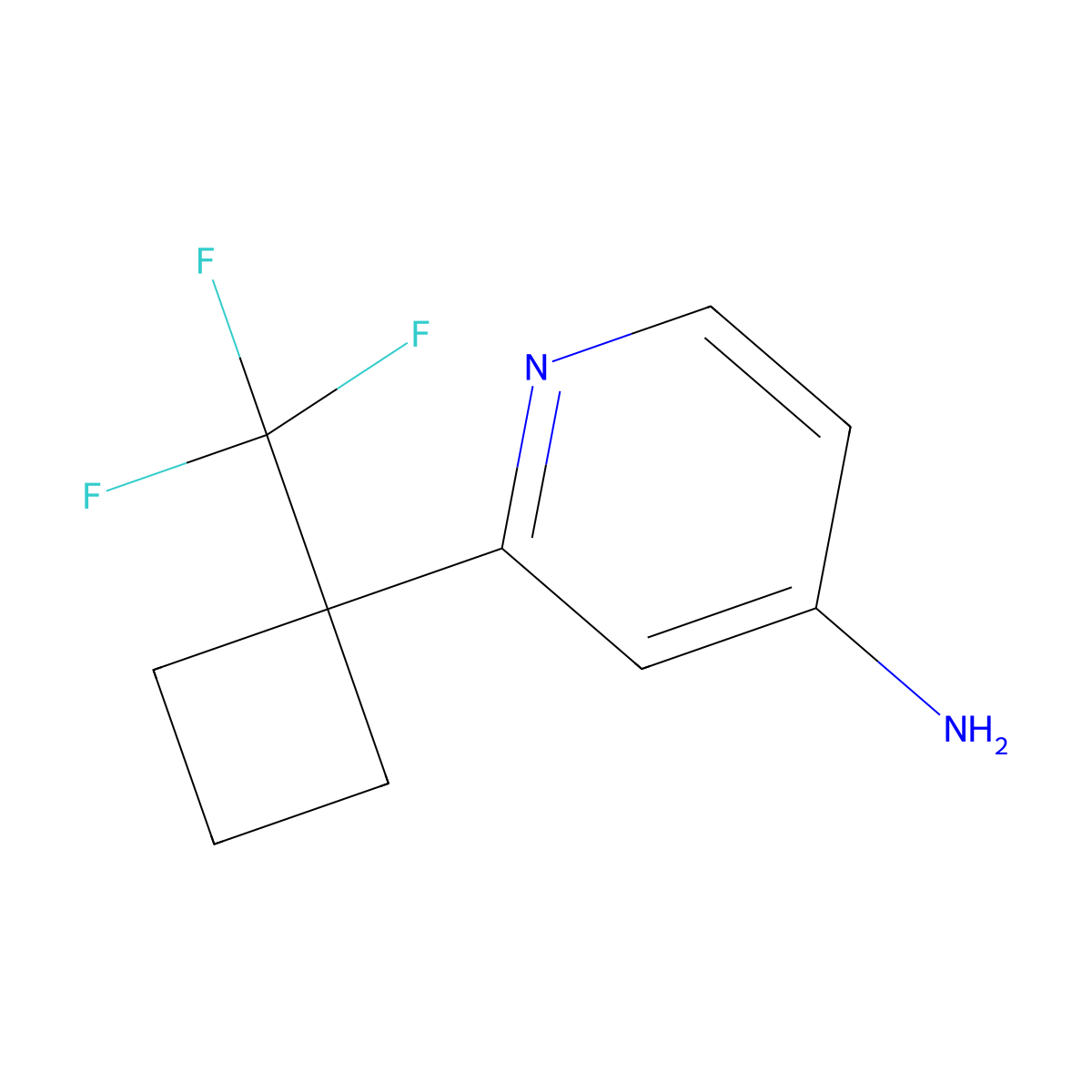 2-[1-(Trifluoromethyl)cyclobutyl]pyridin-4-amine molecular structure, CAS 2839143-47-2