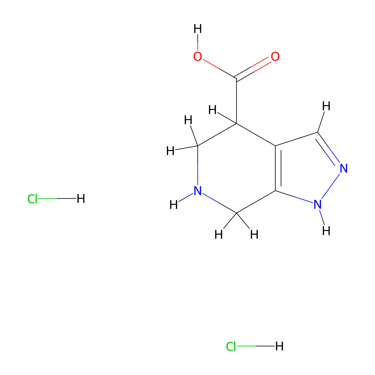 1H,4H,5H,6H,7H-pyrazolo[3,4-c]pyridine-4-carboxylicaciddihydrochloride molecular structure, CAS 2839143-49-4