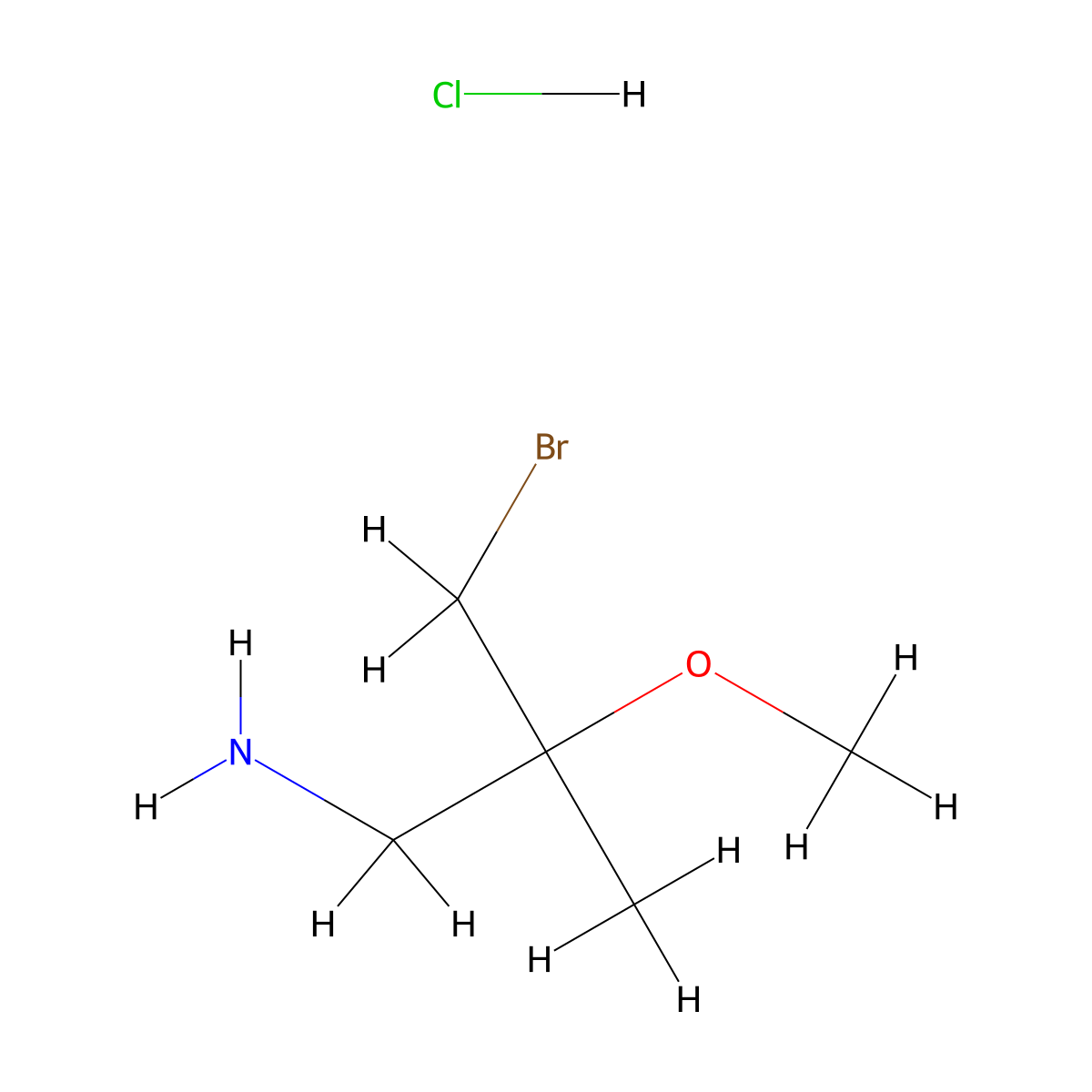 3-Bromo-2-methoxy-2-methylpropan-1-amine hydrochloride molecular structure, CAS 2839143-53-0