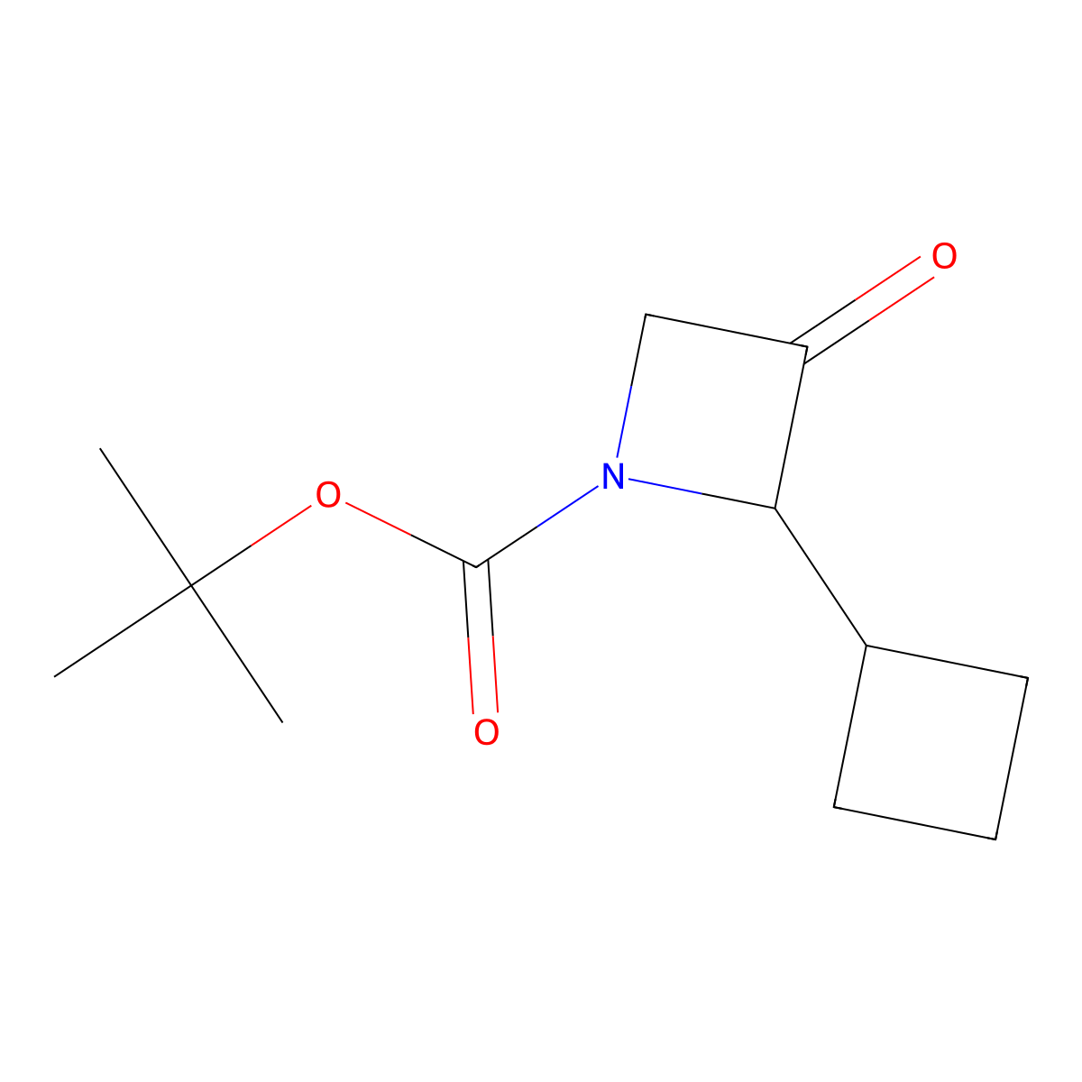 Tert-butyl 2-cyclobutyl-3-oxoazetidine-1-carboxylate molecular structure, CAS 2839143-54-1