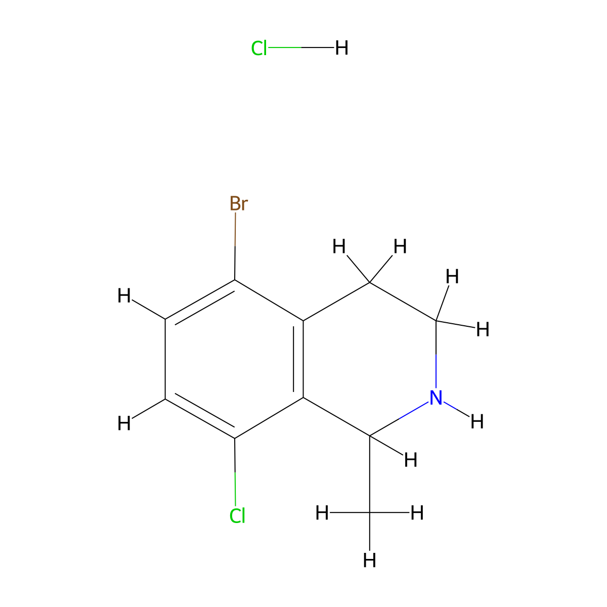 5-Bromo-8-chloro-1-methyl-1,2,3,4-tetrahydroisoquinoline hydrochloride molecular structure, CAS 2839143-57-4