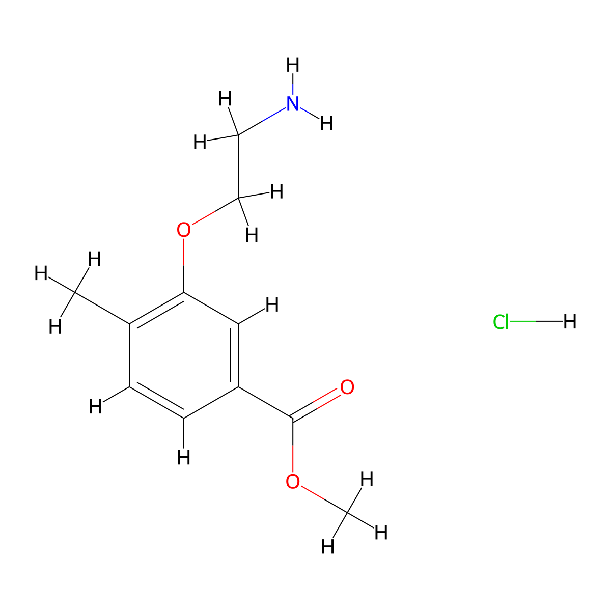 Methyl 3-(2-aminoethoxy)-4-methylbenzoate hydrochloride molecular structure, CAS 2839143-64-3