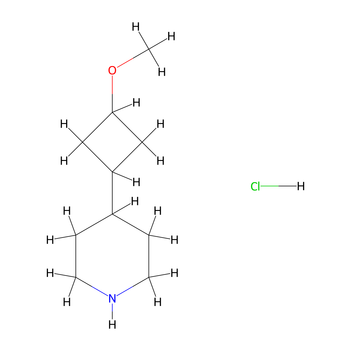 4-(3-Methoxycyclobutyl)piperidine hydrochloride molecular structure, CAS 2839143-65-4